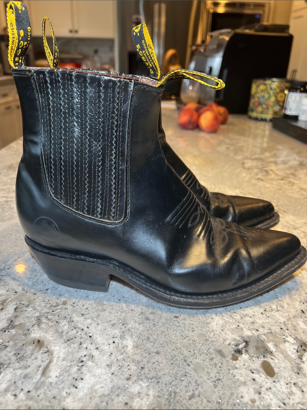 El General Black Leather Botin Vaquero Cowboy Boots Women's 7.5